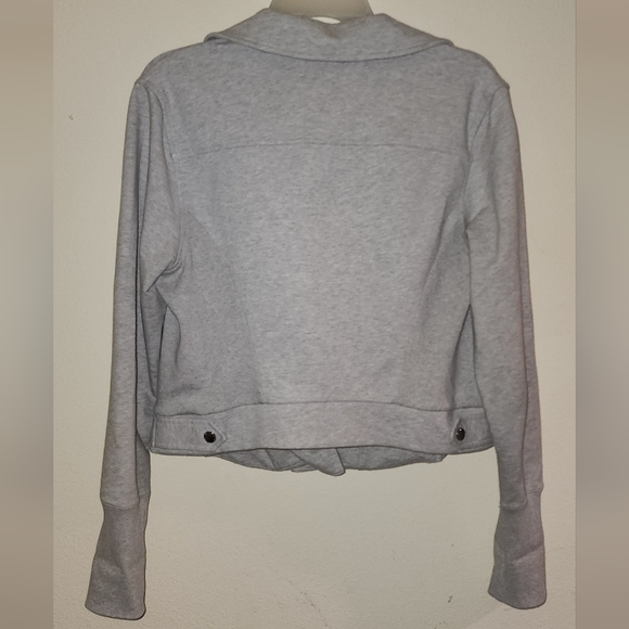 H by HALSTON- Gray Zip-Up Moto Sweater Jacket,  Size 12 - Picture 13 of 13